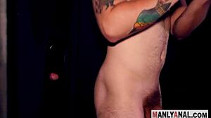 gay hunk rides gloryhole cock