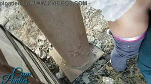 Real Public Cum in Panties Near Busy Trains.