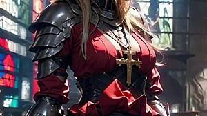 AI Anime Knight Flashes Pussy in Church