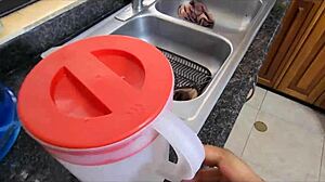 Latina cheats with monster cock in kitchen fucking