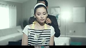 Aria Lee deepthroats and gets pounded hard