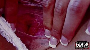 Teanna Trump, the black babe in fishnets, gets her pussy licked by a hung stud before he fucks her big ass and cums on her lingerie.