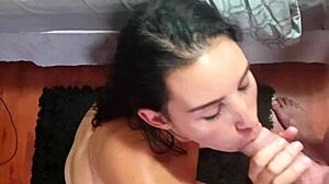 cheap whore devours cum-covered banana in homemade fun