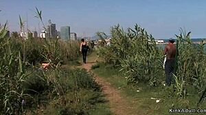 Redhead Slave Banged Hard at River View Spot!