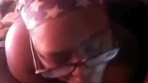 Texting boyfriend while gagging on a huge cumshot from big black cock.