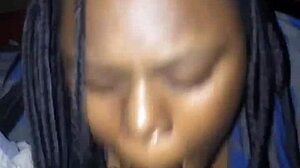 Texting boyfriend while gagging on a huge cumshot from big black cock.