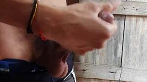 Twink gives excellent handjob to big cock