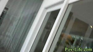 Teen brunette pussy pounded in pov with big cock blowjob cumshot