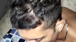 On the STREET, this amateur guy discovers a GLORYHOLE and starts SUCKING a MONSTER COCK BAREBACK.