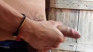 Twink gives excellent handjob to big cock