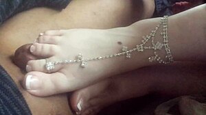 Girlfriend Gives Friend Footjob