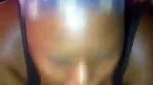 Texting boyfriend while gagging on a huge cumshot from big black cock.