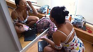 Behind the scenes, this big-ass actress gets interracial assfucking with a huge cock 😏