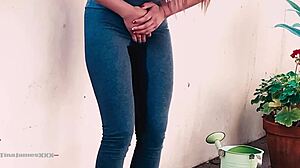 Asian Tina Desperate To Pee, Locked Out On Balcony