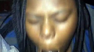 Texting boyfriend while gagging on a huge cumshot from big black cock.