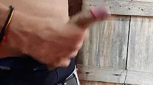 Twink gives excellent handjob to big cock