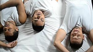 new year's party turns into gay threesome with big cocks and monster cocks