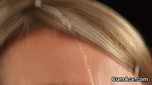 sexy centerfold gets facial in extreme bukkake