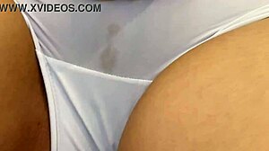 Dirty panties fetish with a white Latina slut in close-up POV