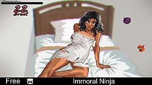 Is this immoral ninja performing erotic oral acts?