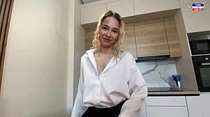 Blonde Asian Beauty Pays with Tight Pussy Outdoors