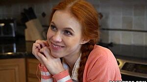 The redhead teen wants her math tutor's cock badly