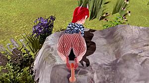 3d cartoon features big ass and tits in fishnet