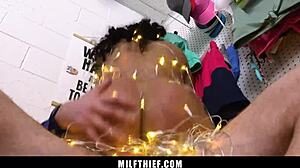 Latina milf caught stealing Christmas lights in garage. What’s her next move?