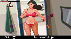 Is this immoral ninja performing erotic oral acts?