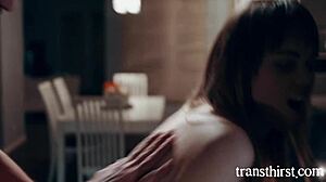 Whoa, TS stepsis banged in the kitchen! Chris Damned and Kate Zoha swap favors!