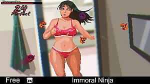 Is this immoral ninja performing erotic oral acts?