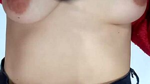 i punish my natural tits with belt spanking