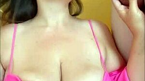 My sexy stepsister teases my boner with big tits!