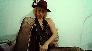 Blonde milf Stella improvises intense sado moments in red lingerie