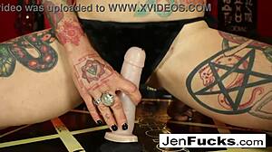 sexy tattooed babe instructs jerk off with big tits and pussy