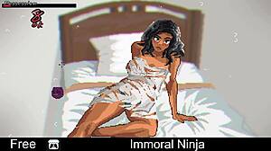 Is this immoral ninja performing erotic oral acts?