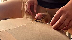 Pantyhose solo play gets steamy and wild