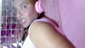 Latina Gina moans dirty while getting sucked licked and fucked