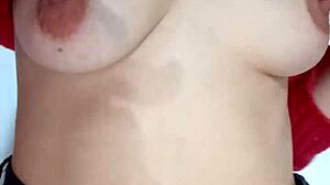 i punish my natural tits with belt spanking