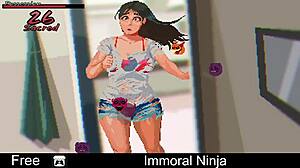 Is this immoral ninja performing erotic oral acts?