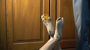 Dirty Feet in Bunny Pose for Foot Lovers