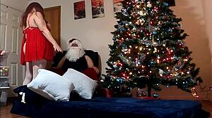 Plump Lexie Bell Deepthroats Santa's Thick Cock for Swallowing Cum in Mouth