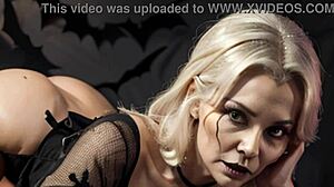 Жуткая бабушка позирует для Хэллоуина в 3D AI искусстве