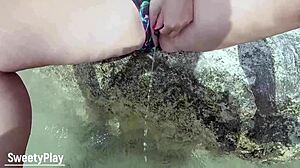 i accidentally stuck it in her pee hole on the beach and piss got everywhere in the water