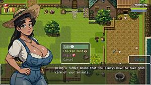 Sexy farmer exposes pussy in Lost Lagoon harem game.
