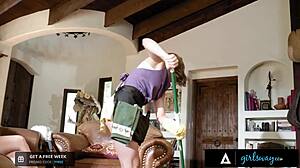 Naughty maid Kylie Rocket fiercely licks rich Coco Lovelock's pussy.