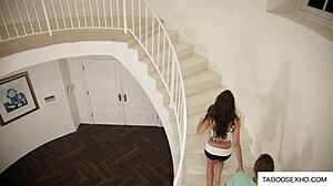 Stepsister and brother share missionary sex moment.