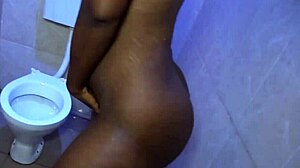 wife takes a quick shower in the bathroom before dinner