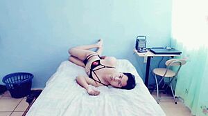 Young gay guy touching himself in room, feeling hot! 😍🔥