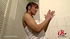 teeny caught by janitor in shower and tormented in kinky german way, european bathing scene getting old and disgusting